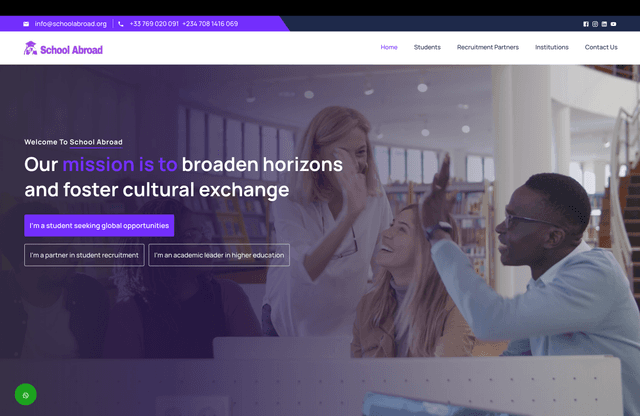 School Abroad project screenshot - Design & Development